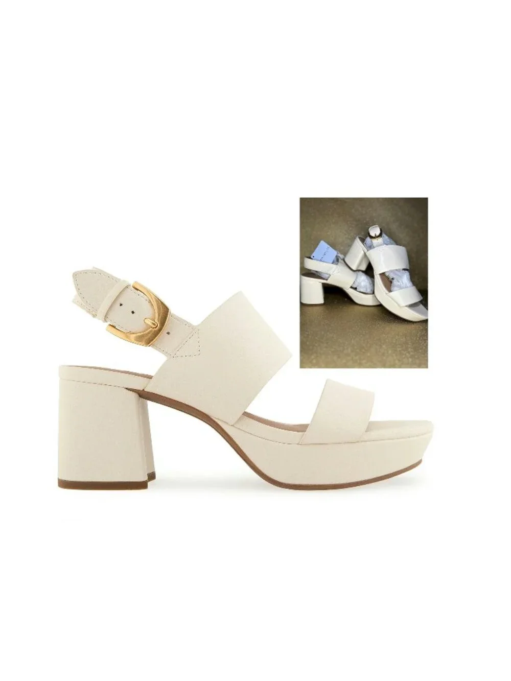 Aerosoles Women's Camera Open Toe Platform Ivory Sandals Size 8.5 NWOB